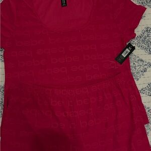 bebe Women's Pink Short Sleeve pajama set - Logo Knit Brand new with tags